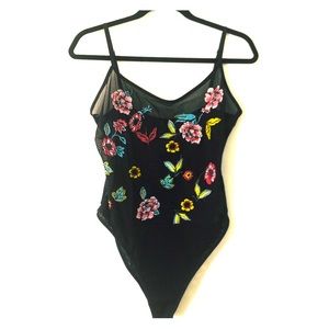 Sheer floral bodysuit by Zara NWT